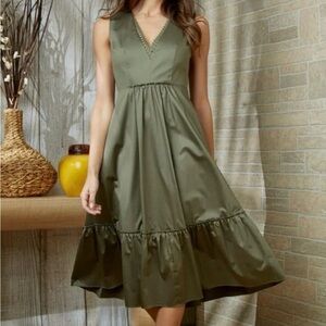 Elie Tahari Olive Green Midi Dress